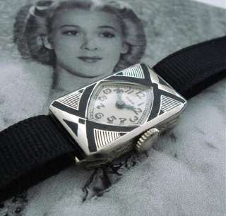 Ladies Rare Old Antique Deco era Elgin Enameled Cocktail Wrist Watch 