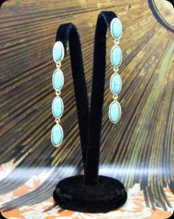 Vintage st Sky Blue Turquiose Linear Earring Gold GP  