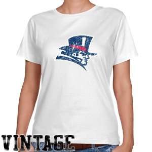 NCAA Duquesne Dukes Ladies White Distressed Logo Vintage Classic Fit T 