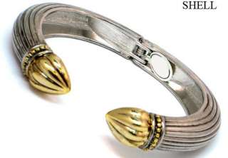   SILVER GOLD TONE SHELL CLASP SPRING CLOSE CUFF BRACELETS NEW  