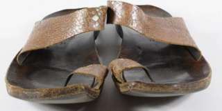   Distressed Crackled Leather Toe Ring Sandal Flip Flops Size 8  