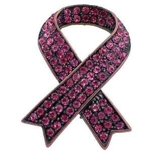  Pink Ribbon Austrian Crystal Pin Brooch: Jewelry