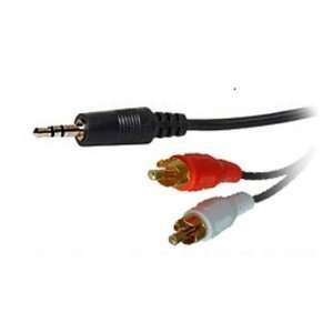    Up 3.5mm Jack to 2 x RCA Phono Audio Cable Gold 1m Lead Electronics