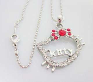 Cute New Style hello kitty RED bow pendant necklace L19  