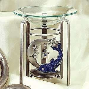  Moon n Dolphin Design Pewter Base Glass Oil Burner: Home 