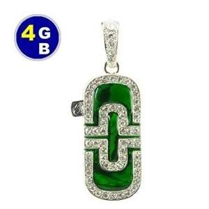  4GB Luxury Emerald with Crystal Jewelry Flash Drive (Green 