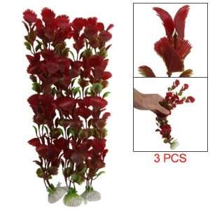   Fish Tank 34cm Plastic Green Red Ginkgo Leaf Plant Decor: Pet Supplies