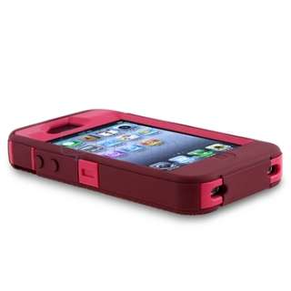 For Apple iPhone 4 4S Otterbox Defender Case Peony Pink Deep Plum Clip 