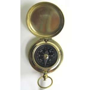  1 3/4 Brass Face Pocket Compass with Cover   Hiking and 