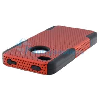 Hybrid Orange Mesh Hard/Silicone Skin Case+PRIVACY Protector for 
