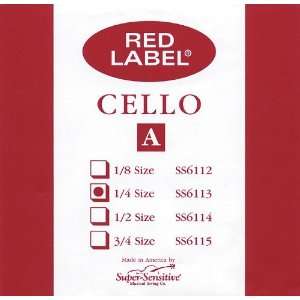  Super Sensitive Red Label Cello A String 1/4 Musical Instruments
