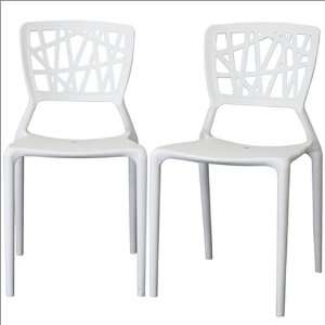  Oketo White Plastic Modern Dining Chair Qty 2: Home 