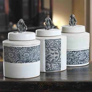 Zodax TH 1309 Three Wise Monkeys Canister Jars 