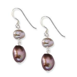   Light Purple & Brown Freshwater Cultured Pearl Earrings: Jewelry
