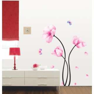 Pink Flower Self Adhesive WALL STICKER Removable Decal  