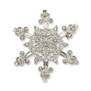  Silver tone Crystal Snowflake Pin: Jewelry