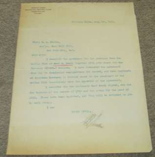 Ban Johnson typed letter Signed Yankees HOF D. 1931 COA Baseball 
