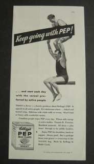 1933 Vintage KELLOGGS PEP Bran Flakes Diving Board Ad  