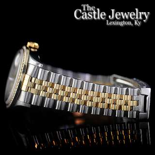 Mens Rolex Datejust 18K & SS Jubilee Link Silver Diamond Dial & Bezel 