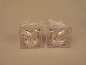 WEDDING SWAN W/CANDLE POLYRESIN PARTY FAVOR 2.2  