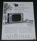 1960 old magazine print ad admiral television first 19 portable