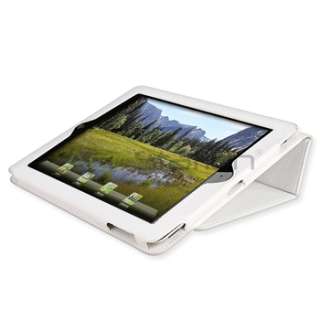 For New iPad 3 rd Generation White PU Folio Cover Leather Case Bag 