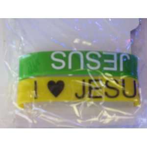  I Heart Jesus Silicone Rubber Wtistband 2 Color Pack Green 