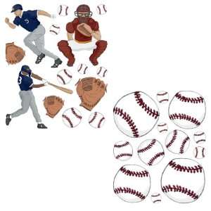   Sports Baseball Players And Balls Dry Rub Transfers