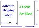 200 Quality Self Adhesive Shipping Labels 2 labels Per Sheet for USPS 