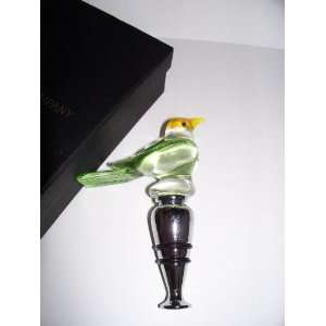  Blown Glass Bird and Silver Bottle Stopper Wine Plug in Gift Box
