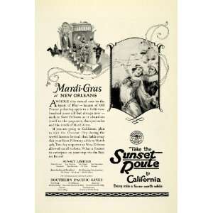  1924 Ad Southern Pacific Railway Train Travel Mardi Gras 