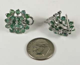 Estate 2.00ctw Colombian Emerald Sterling Silver 925 Earrings 5.6g 