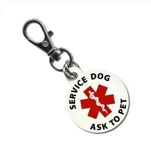   Service Dog Ask To Pet Medical Alert 1.25 Inch Aluminum Dog Tag: Pet