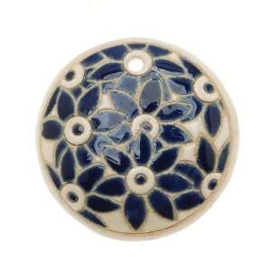  Golem Design Studio Glazed Ceramic Disc Pendant Dark Blue 