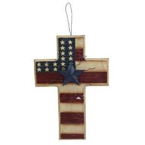  Distressed Americana Cross Plaque