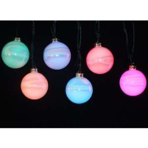  Set of 6 Pearlescent LED Color Changing Glass Ball 