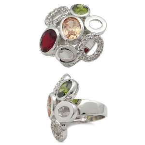   CUBIC ZIRCONIA RING   Art Deco Multicolor CZ Cocktail Ring Size 10