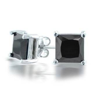  Diamond CZ Invisible Cut Basket Set Silver Men Unisex Stud Earrings 