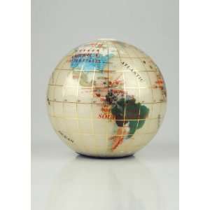   110MM Mother of Pearl Gemstone World Globe Paperweight