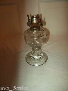 Small Oil Lamp Clear Pressed Glass With Birds China  