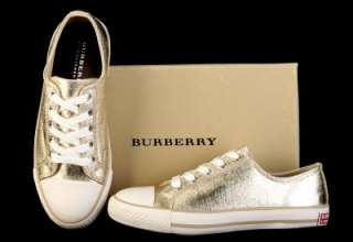   BURBERRY LADIES SIGNATURE GOLD LEATHER FASHION SNEAKERS 37/6.5  