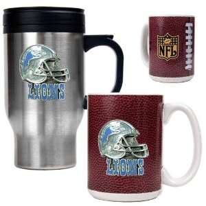  Detroit Lions NFL Travel Mug & Gameball Ceramic Mug Set 