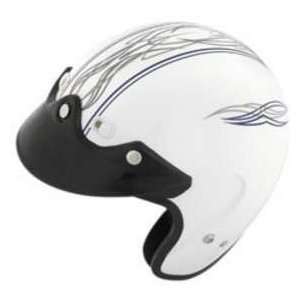  Cyber Helmets U 6 WHITE BLU_SIL PINSTRIPE SM MOTORCYCLE 