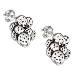    Sterling Silver Mini Prickly Pear Cactus Post Earrings.: Jewelry