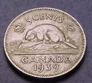 exo* Canada Five Cents 1939 AU Nice (p2578)  