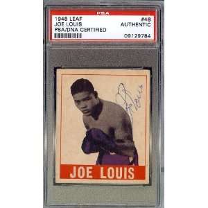   Joe Louis Autographed 1948 Leaf Card PSA/DNA Slabbed 
