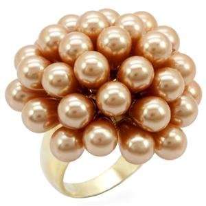    Gold Tone Champagne Pearl Bouquet Cocktail Ring (5) Jewelry