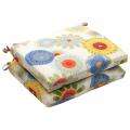 Outdoor Multicolored Floral Square Seat Cushion (Set of 2 