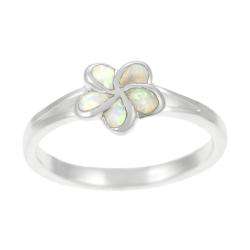 Sterling Silver White Opal Plumeria Flower Ring  Overstock
