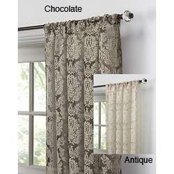 Damask Lace Pole Top 108 inch Curtain Panel Pair  Overstock